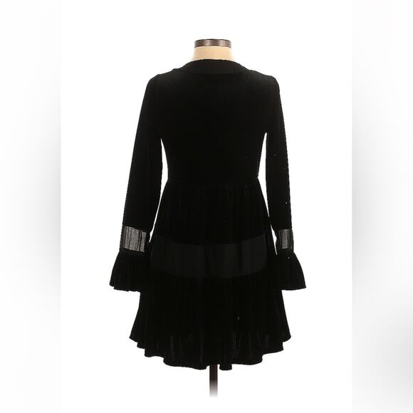 Chelsea and Violet black velvet and embroidered long sleeved dress, size xs - Picture 2 of 9
